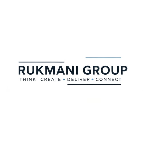 AI Design for Make a logo for name RUKMANI GROUP and it's tagline is THINK CREATE DELIVER CONNECT . Make logo with minimal design philosophy