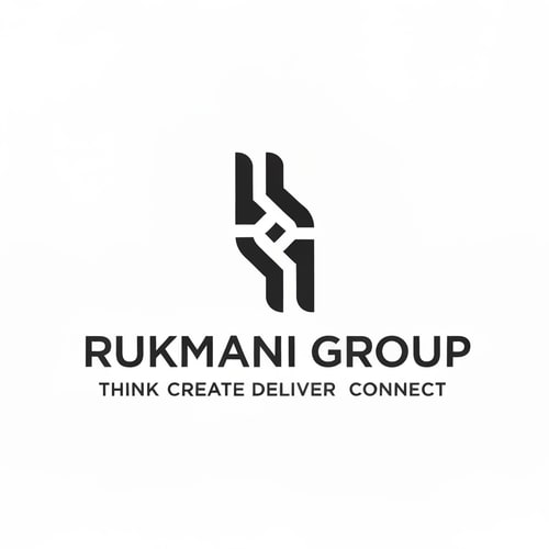 AI Design for Make a logo for name RUKMANI GROUP and it's tagline is THINK CREATE DELIVER CONNECT . Make logo with minimal design philosophy . Make a special sign  .
