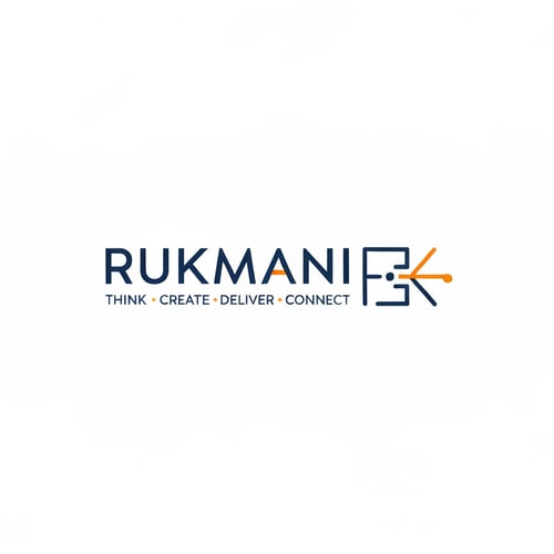 AI Design for Make a logo for name RUKMANI GROUP and it's tagline is THINK CREATE DELIVER CONNECT . Make logo with minimal design philosophy . Make a special sign  .