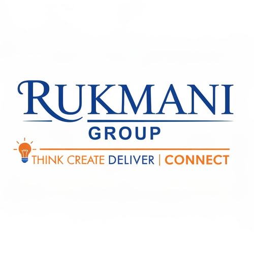 AI Design for Make a logo for name RUKMANI GROUP and it's tagline is THINK CREATE DELIVER CONNECT