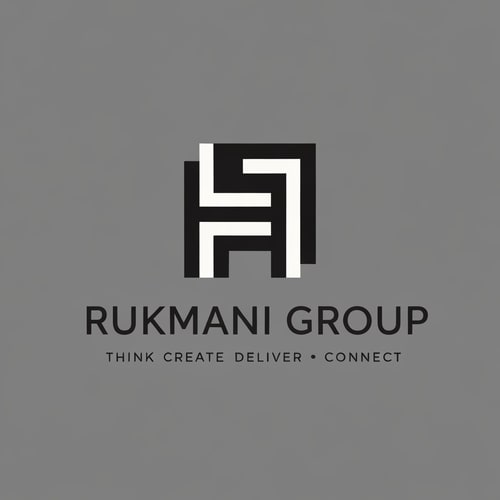 AI Design for Make a logo for name RUKMANI GROUP and it's tagline is THINK CREATE DELIVER CONNECT . Make logo with minimal design philosophy . Make a special sign  .