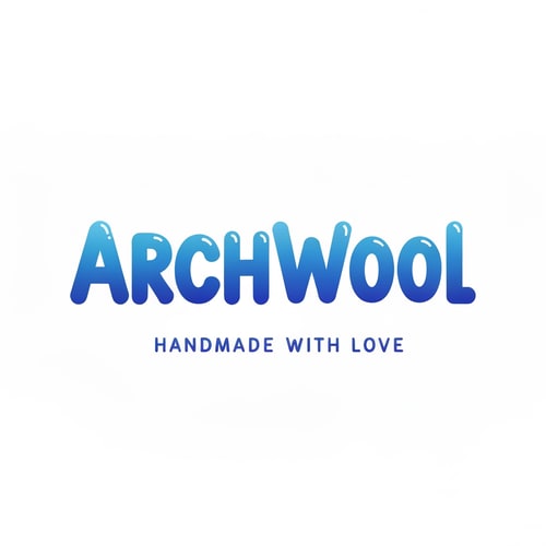 AI Design for Logo for ArchWool in blue shade - Handmade with Love (it's a handmade crochet company)