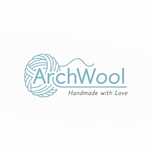 AI Design for Logo for ArchWool in blue shade - Handmade with Love (it's a handmade crochet company)