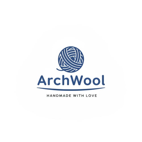 AI Design for Logo for ArchWool in blue shade - Handmade with Love (it's a handmade crochet company)