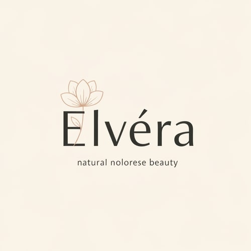 AI Design for Create a premium logo for a beauty brand called "Elvéra". 
Include a minimal icon such as an abstract letter "E" shaped like a brush stroke or a subtle lip curve. 
Use gold and soft nude tones. 
Font should be elegant and feminine serif. 
Style: luxury, clean, modern, Instagram-ready branding.
