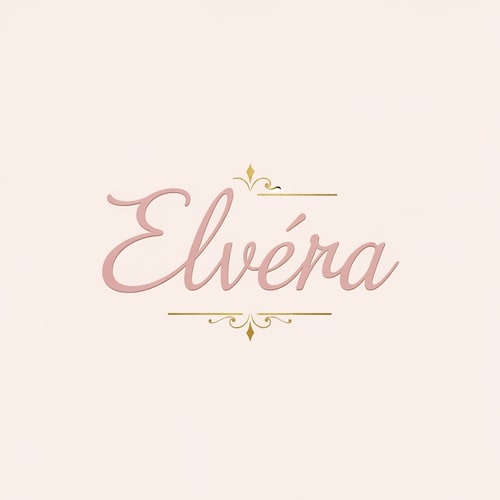AI Design for Design a feminine and elegant logo for "Elvéra" makeup brand. 
Use a handwritten or signature-style font combined with a thin gold underline. 
Color palette: soft pink, nude, and gold. 
Style should feel delicate, classy, and premium. 
Minimalist beauty brand aesthetic.