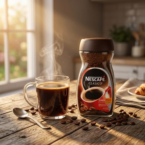 AI Design for Morning Coffee Mood Concept

Nescafé coffee powder jar placed on a wooden breakfast table beside a steaming cup of coffee, roasted coffee beans scattered naturally around, soft morning sunlight entering from a window, warm cozy tones, realistic steam effect rising from the cup, minimal clean composition, premium lifestyle advertisement style