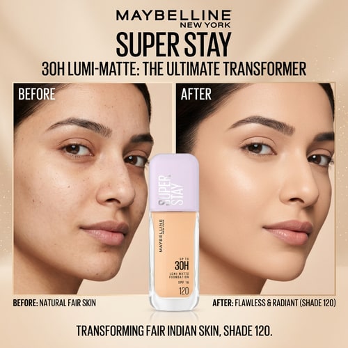 AI Design for Before–After Model Concept (VIRAL IDEA)
“Create a beauty campaign featuring an Indian female model with fair skin tone showing before and after applying Maybelline Super Stay Foundation.
Left side natural skin, right side smooth flawless finish.
Soft lighting, minimal beige background.
Elegant composition, focus on transformation, premium campaign style.”