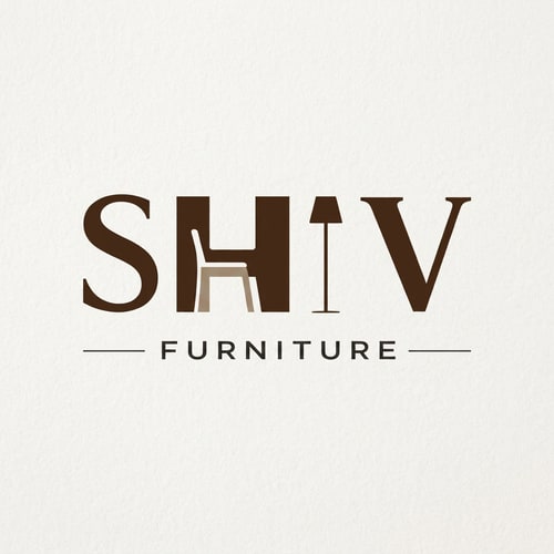 AI Design for in this logo keep whole logo same but change the color of SHIV in #50311d and the chair in H keep it same just change color of chair in #a5907b