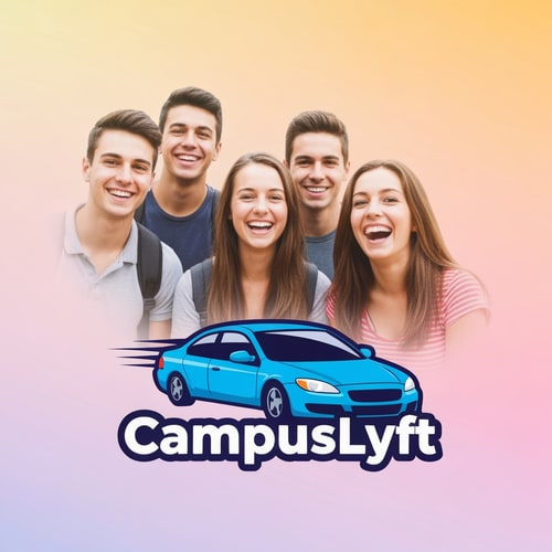 AI Design for Deaign a wonderful logo for the app 'CampusLyft' it is a camus ride sharing app. The logo should be very impressive. The students are the highlight. Logo