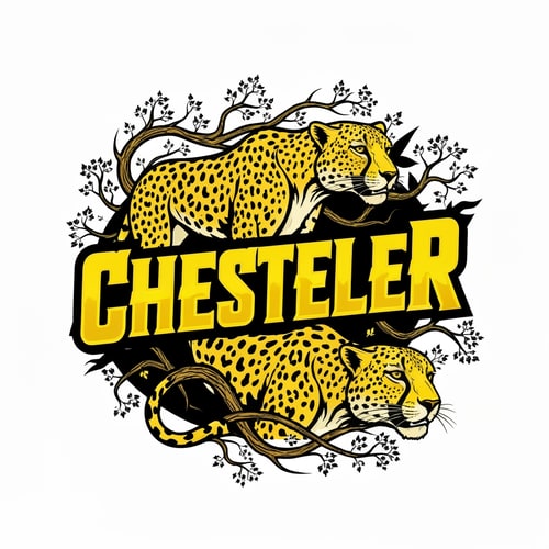 AI Design for Make a logo for a wrestler that wears black and yellow cheetah print. create a logo for her I want it black and yellow with her name with cheetah patterns and maybe trees and vine coming off it.  I want just a logo no background