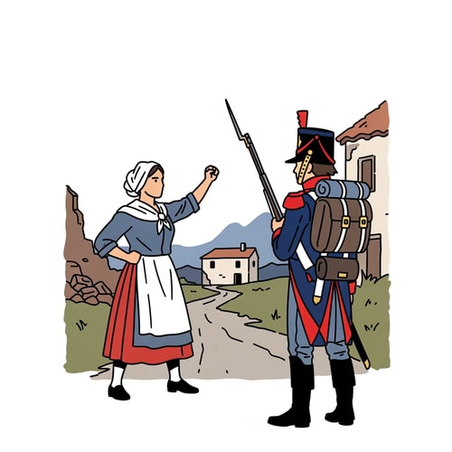 AI Design for Generame una foto de un dibujo de la spanish war of independeceue sea facil de dibujar