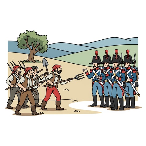 AI Design for Generame una foto de un dibujo de la spanish war of independeceue sea facil de dibujar