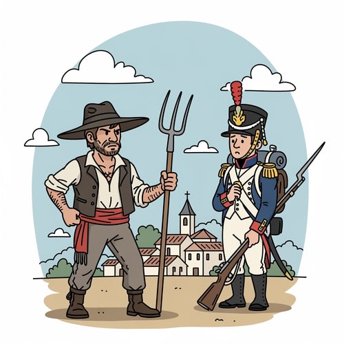 AI Design for Generame una foto de un dibujo de la spanish war of independeceue sea facil de dibujar