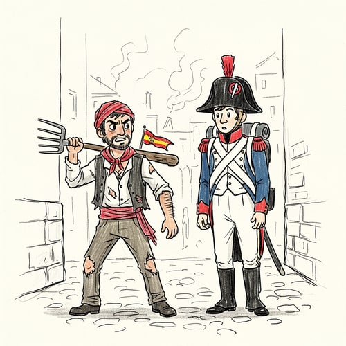 AI Design for Generame una foto de un dibujo de la spanish war of independeceue sea facil de dibujar