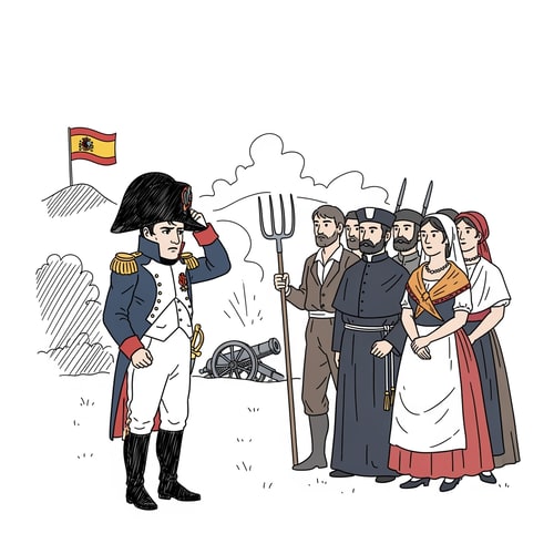 AI Design for Generame una foto de un dibujo de la spanish war of independeceue sea facil de dibujar