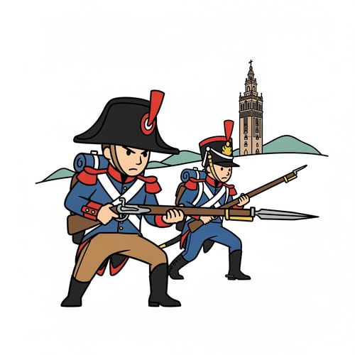 AI Design for Generame una foto de un dibujo de la spanish war of independeceue sea facil de dibujar