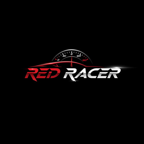 AI Design for Modern cinematic racing logo for “RED RACER”, aggressive but clean typography, dark black background, deep red and white colour scheme, sleek motorsport aesthetic, subtle motion blur, sharp angular letters, minimalistic but powerful, inspired by professional racing teams and automotive brands, glossy metallic highlights, high contrast, speedometer/tachometer inspired details, premium esports-style composition, centered logo, ultra clean vector style, realistic lighting, YouTube gaming and car culture branding, high detail, 4K, no watermark, no extra text, no cartoon style