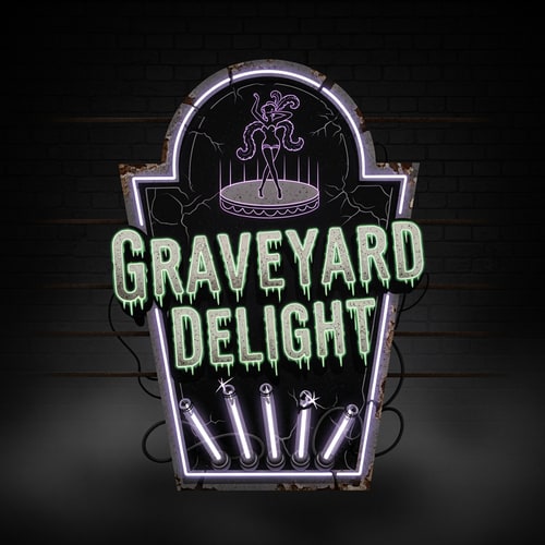 AI Design for Vintage logo of strip club, the name is graveyard delight