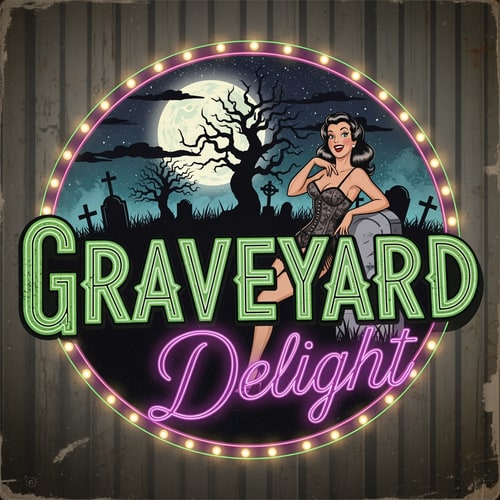 AI Design for Vintage logo of strip club, the name is graveyard delight