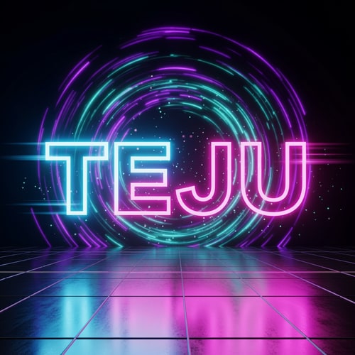 AI Design for creat a my name with brand name teju  creat  video