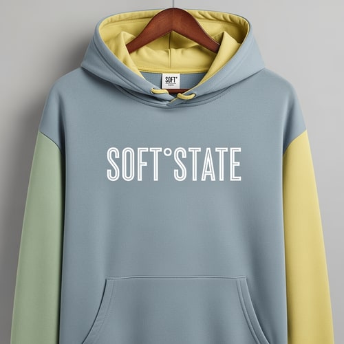 AI Design for Créame un diseño de ropa de adolescente chico q ponga Soft°State y que sea una sudadera