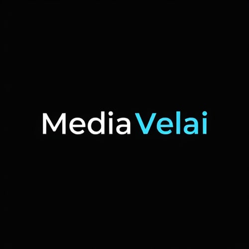 AI Design for Minimal modern typography logo for the brand name “Media Velai”.
Concept: clean and professional, representing all media works, video editing, and production services.
Style: geometric, sans-serif, bold but aesthetic typography with smooth letter spacing.
Colors: Black & White base, with optional highlight in royal blue or gradient neon for a modern touch.
Layout: Horizontal wordmark (easy to use on digital + print).
Mood: sleek, futuristic, creative, easy to read, similar to top creative media agencies like Pixel Studios, Eagle Media, and Social Beat.
Output: flat vector logo, minimal design, high contrast, scalable.