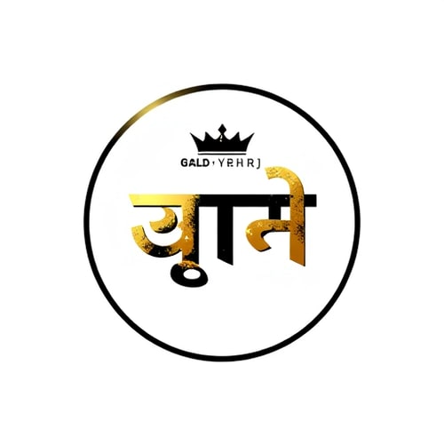 AI Design for Create a premium circular logo on a pure white background.The logo features the Marathi/Devanagari word “शौर्य” written in a modern, custom Devanagari font, not identical to common fonts and not traditional calligraphy.The letter style should be unique, bold, and fashion-brand oriented, with clean curves and slightly sharp cuts to give a powerful yet classy look.Apply a black to metallic gold gradient on the text with a luxury finish.Add a minimal and modern crown symbol above the text (simple, elegant, not heavy or overly royal).Use very subtle gold texture or light splatter effects, keeping the logo clean and balanced.Include the text “॥ श्री गणेशाय नमः ॥” in a small, elegant Devanagari font above the main logo.The overall logo should look distinct, premium, brand-ready, and clearly different from common or existing logo styles.