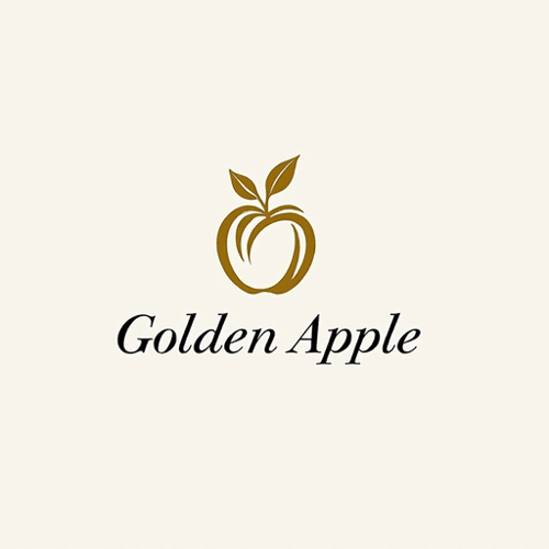 AI Design for "Create a calligraphic, elegant logo for a premium yoga and pilates boutique studio named 'Golden Apple.' The design should feature a stylized, flowing apple icon that symbolizes luxury, vitality and balance. Incorporate refined, calligraphic lines and simplicity in the apple icon and studio name lettering. Use a sophisticated color palette of white and gold to convey tranquility and sophistication. The calligraphic style should feel both modern and timeless, evoking a sense of awe and high-end branding. The logo should appeal to a discerning clientele seeking a premium yoga and pilates experience and elevate your studio's signage, marketing materials and merchandise. Aim for a minimalistic yet elegant design that stands out."