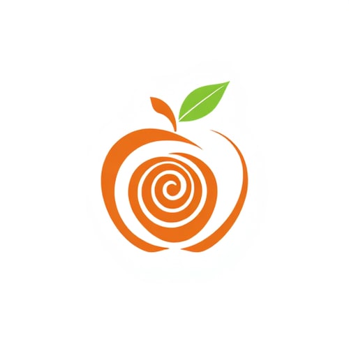 AI Design for "A stylized apple logo with the elements arranged in a Fibonacci spiral pattern. The apple shape should be composed of spiral curves that follow the Fibonacci sequence, with the leaf and stem also adhering to the Fibonacci proportions. The overall composition should have a harmonious, organic feel that showcases the natural mathematical beauty of the Fibonacci sequence. The color palette should be warm and earthy, highlighting the natural theme."