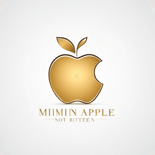 AI Design for Minimalistic and luxury golden apple (not bitten)