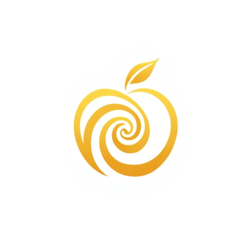 AI Design for "A stylized golden apple logo with the elements arranged in a Fibonacci spiral pattern. The apple shape should follow the Fibonacci sequence, The overall composition should have a harmonious, organic feel that showcases the natural mathematical beauty of the Fibonacci sequence. The color palette should be warm and earthy, highlighting the natural theme.the logo must have golden details and white background"