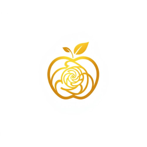 AI Design for "A stylized golden apple logo with the elements arranged in a Fibonacci spiral pattern. The apple shape should follow the Fibonacci sequence, The overall composition should have a harmonious, organic feel that showcases the natural mathematical beauty of the Fibonacci sequence. The color palette should be warm and earthy, highlighting the natural theme.the logo must have golden details and white background"
