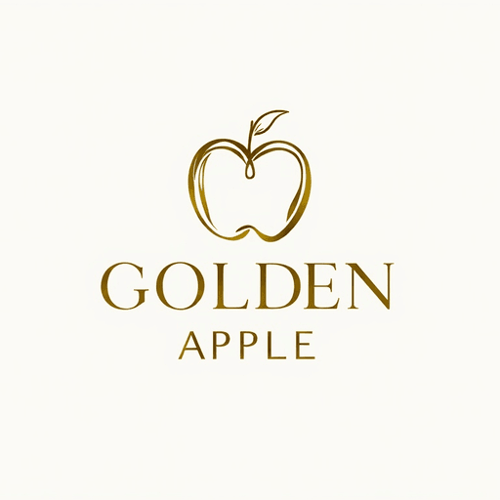 AI Design for "Create a calligraphic, elegant logo for a premium yoga and pilates boutique studio named 'Golden Apple.' The design should feature a stylized, flowing apple icon that symbolizes luxury, vitality and balance. Incorporate refined, calligraphic lines and simplicity in the apple icon and studio name lettering. Use a sophisticated color palette of white and gold to convey tranquility and sophistication. The calligraphic style should feel both modern and timeless, evoking a sense of awe and high-end branding. The logo should appeal to a discerning clientele seeking a premium yoga and pilates experience and elevate your studio's signage, marketing materials and merchandise. Aim for a minimalistic yet elegant design that stands out."