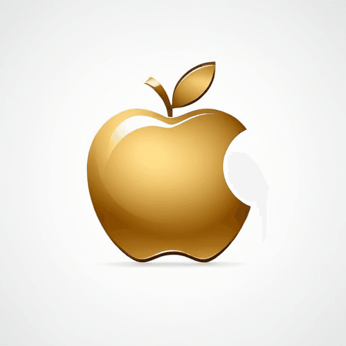 AI Design for Minimalistic and luxury golden apple (not bitten)