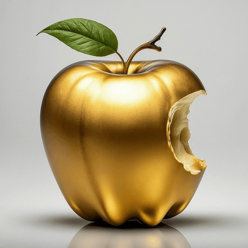 AI Design for A full Golden Apple (not bitten) with white background