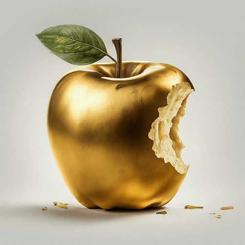 AI Design for A full Golden Apple (not bitten) with white background