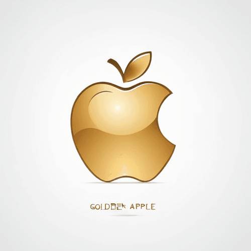 AI Design for Minimalistic and luxury golden apple (not bitten)