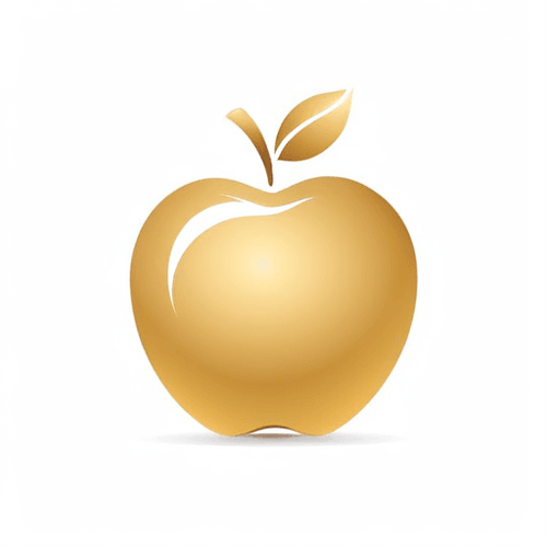 AI Design for Minimalistic and luxury full golden apples with white background 