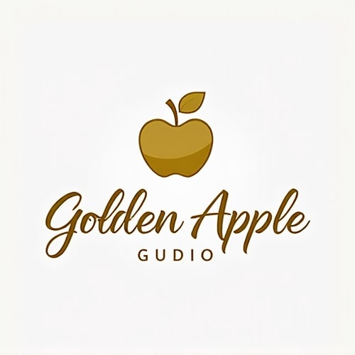 AI Design for "Create a calligraphic, elegant logo for a premium yoga and pilates boutique studio named 'Golden Apple.' The design should feature a stylized, flowing apple icon that symbolizes luxury, vitality and balance. Incorporate refined, calligraphic lines and simplicity in the apple icon and studio name lettering. Use a sophisticated color palette of white and gold to convey tranquility and sophistication. The calligraphic style should feel both modern and timeless, evoking a sense of awe and high-end branding. The logo should appeal to a discerning clientele seeking a premium yoga and pilates experience and elevate your studio's signage, marketing materials and merchandise. Aim for a minimalistic yet elegant design that stands out."