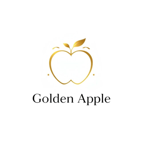 AI Design for "Create a luxurious and minimalistic logo featuring a golden apple to represent the brand name 'Golden Apple,' a high-end fitness and wellness brand. The apple should have a refined, elegant outline in rich gold to evoke a sense of premium quality and exclusivity. Design two variations: one with a white background and golden apple outline, representing a 'total white' class (yoga, pilates, barre), and another with a black background and golden apple outline, representing a 'full black' class (functional and weight training). Around the apple, add subtle, sophisticated details that suggest movement and energy, while maintaining a clean and uncluttered look. Include the brand name 'Golden Apple' in a sleek, modern sans-serif font beneath the logo, using black text for the white background version and white text for the black background version. The overall design should feel exclusive, inviting, and aligned with a luxurious fitness and wellness experience."