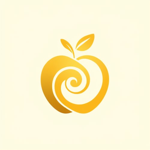 AI Design for "A stylized golden apple logo with the elements arranged in a Fibonacci spiral pattern. The apple shape should follow the Fibonacci sequence, with the leaf and stem also adhering to the Fibonacci proportions. The overall composition should have a harmonious, organic feel that showcases the natural mathematical beauty of the Fibonacci sequence. The color palette should be warm and earthy, highlighting the natural theme.the logo must have golden details and off-white background"