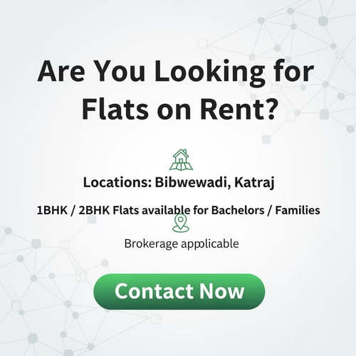 AI Design for Create a clean and simple Facebook campaign poster with the headline: “Are You Looking for Flats on Rent ?” Add supportive text location bibwewadi ,katraj and 1bhk /2bhk flats and bachelor /family and Brokrage applicable Add a “Contact Now” call-to-action button style at the bottom. Make the design neat, attractive, and easy to read.