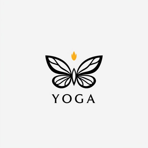 AI Design for Yoga logo with a simple one stroke butterfly