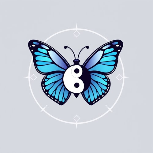 AI Design for Butterfly combinated with yin yang symbol