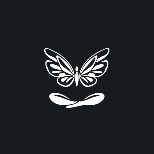 AI Design for Yoga logo with a simple one stroke butterfly