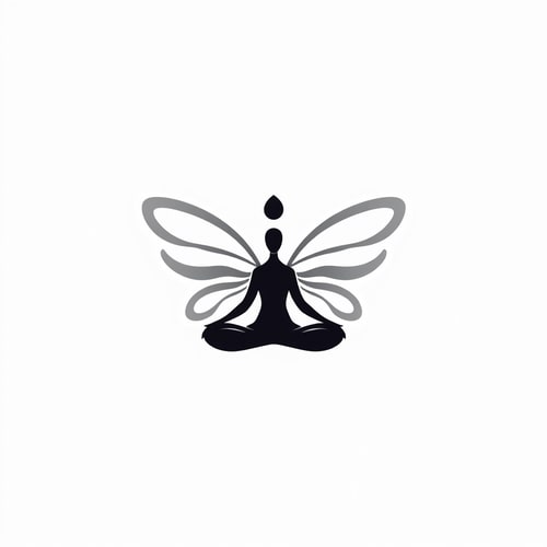AI Design for Yoga logo with a simple one stroke butterfly