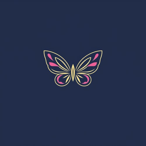 AI Design for Yoga logo with a simple one stroke butterfly