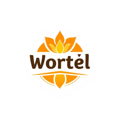 AI Design for Logo mie dari wortel dalam mangkuk dengan latar belakang orange