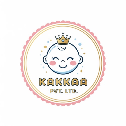 AI Design for Design a luxury playful emblem logo for Kakkaa Pvt. Ltd. featuring a smiling baby face mascot wearing a tiny crown, representing the idea that every baby is special. Use a circular badge or crest layout with soft decorative borders. Keep the baby face minimal, adorable, and highly memorable. Typography should be rounded, elegant, and bold, integrated into the emblem. Use premium baby-care colors such as soft gold, pastel pink, white, and powder blue. The logo should feel joyful, trustworthy, gentle, and upscale. Perfect for baby care products, apparel labels, and premium packaging. Clean vector style, centered on white background.